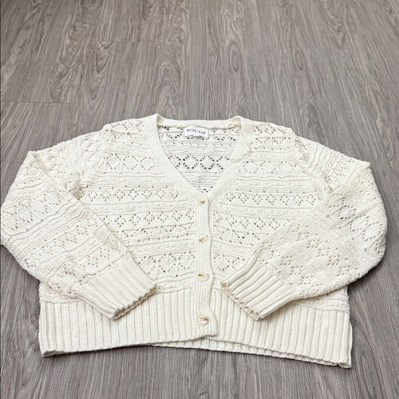 Olive & Oak Women's Ivory Knit Cardigan Size L - Picture 4 of 9